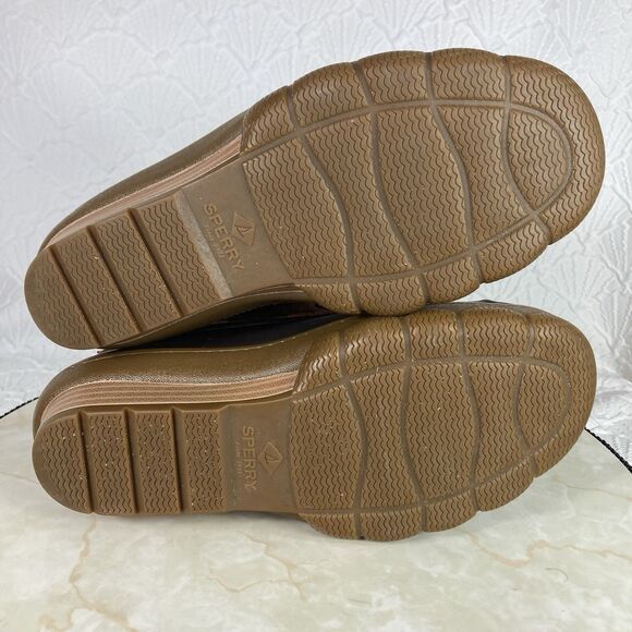 Sperry Duck Boots Womens Size 7 Black Brown Leather Outdoor Rubber Rain Booties - Picture 14 of 15